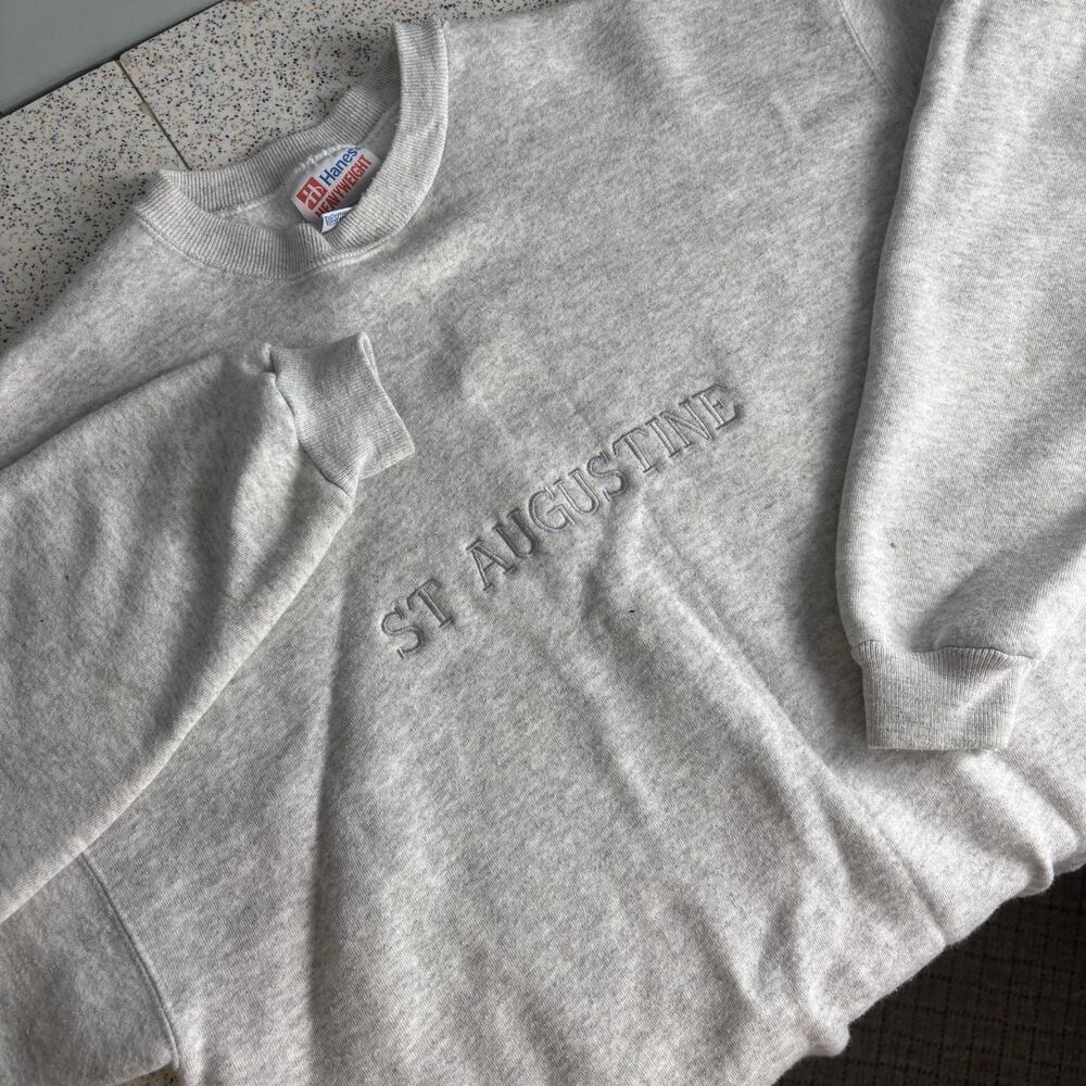 Vintage 90’s ST AUGUSTINE Heather Grey Sweatshirt Florida XL Vacation Beach
